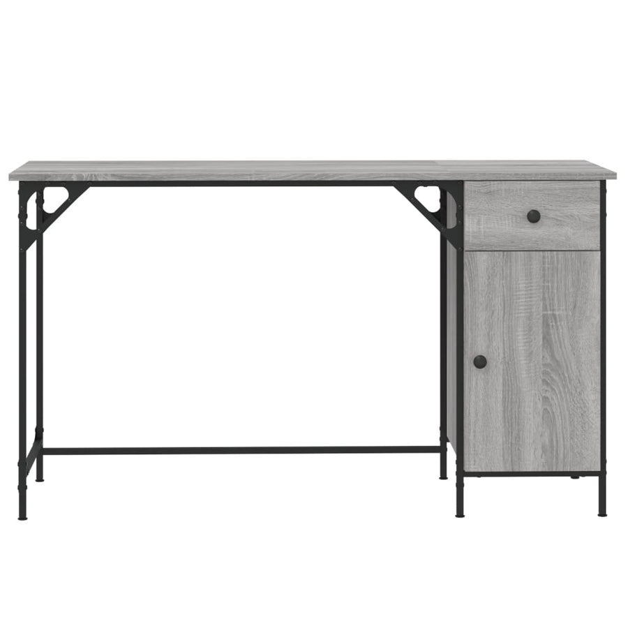 Bureau 131X48X75 Cm Bewerkt Hout Eikenkleurig Grijs sonoma
