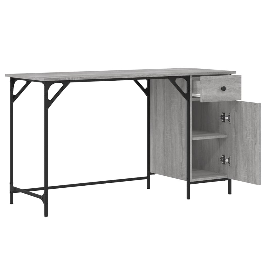 Bureau 131X48X75 Cm Bewerkt Hout Eikenkleurig Grijs sonoma