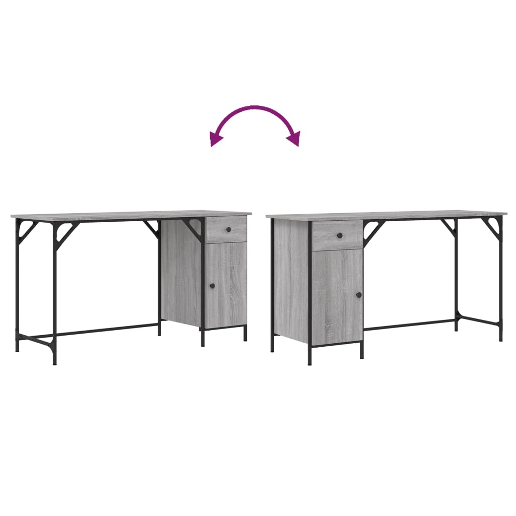 Bureau 131X48X75 Cm Bewerkt Hout Eikenkleurig Grijs sonoma