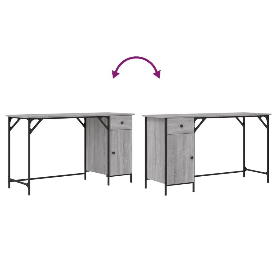 Bureau 131X48X75 Cm Bewerkt Hout Eikenkleurig Grijs sonoma