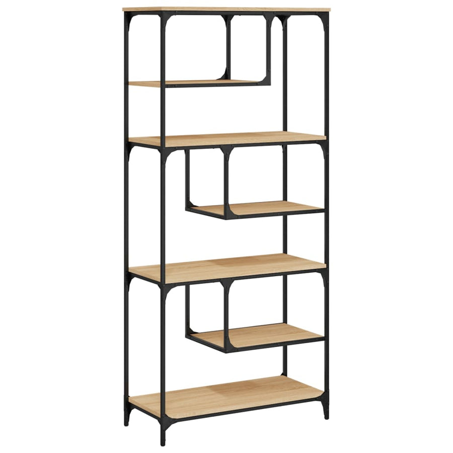 Boekenkast 81X36X176 Cm Bewerkt Hout Kleurig Sonoma eiken