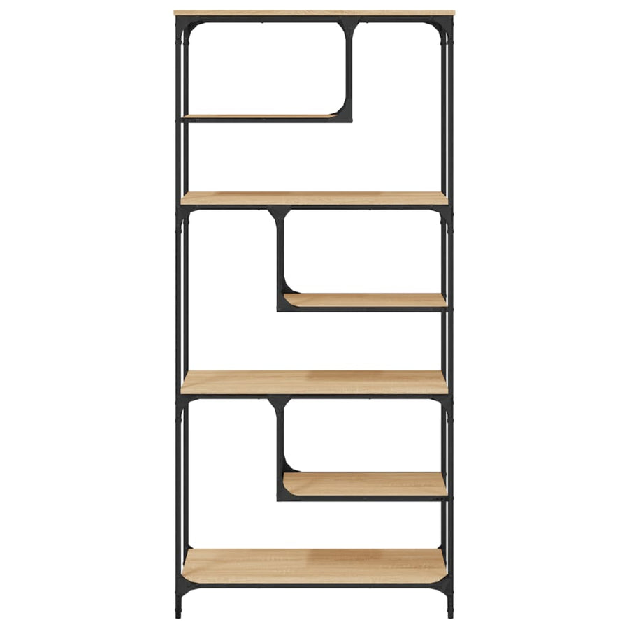 Boekenkast 81X36X176 Cm Bewerkt Hout Kleurig Sonoma eiken