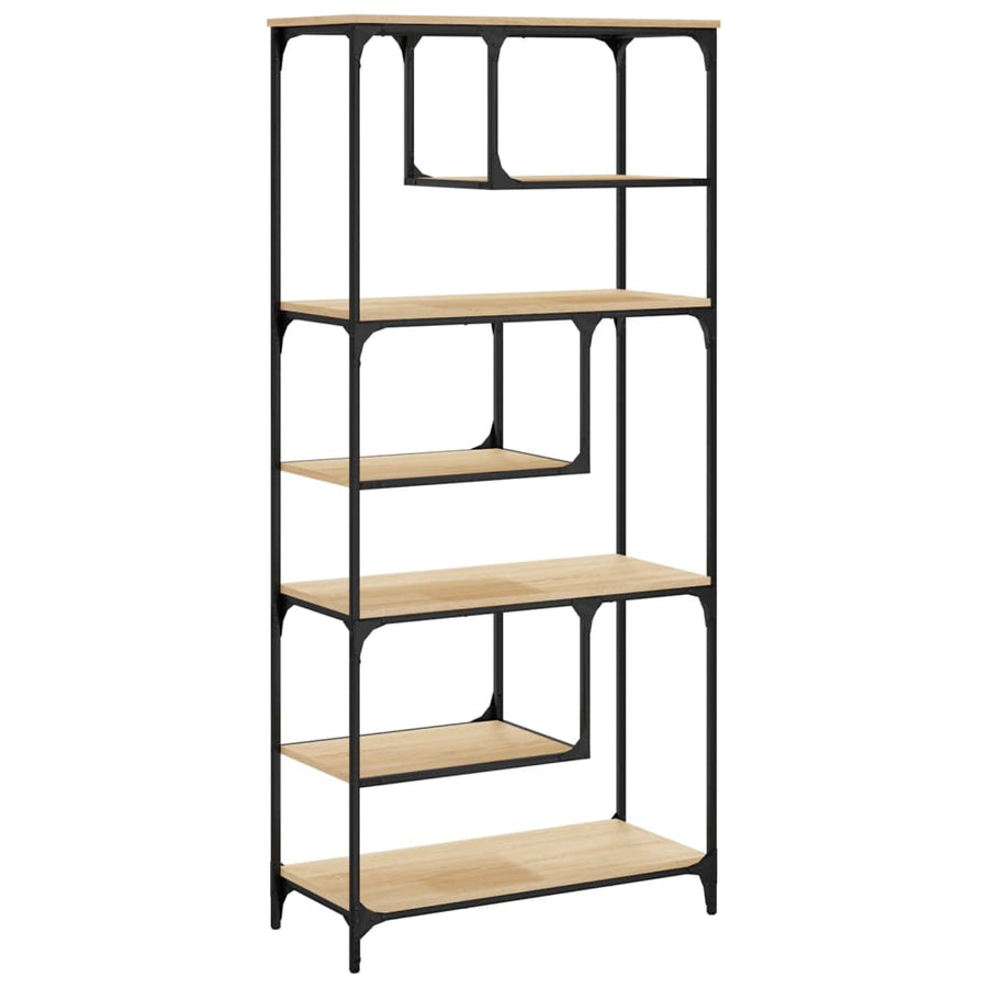 Boekenkast 81X36X176 Cm Bewerkt Hout Kleurig Sonoma eiken