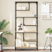 Boekenkast 81x36x176 cm bewerkt hout metaal sonoma eiken