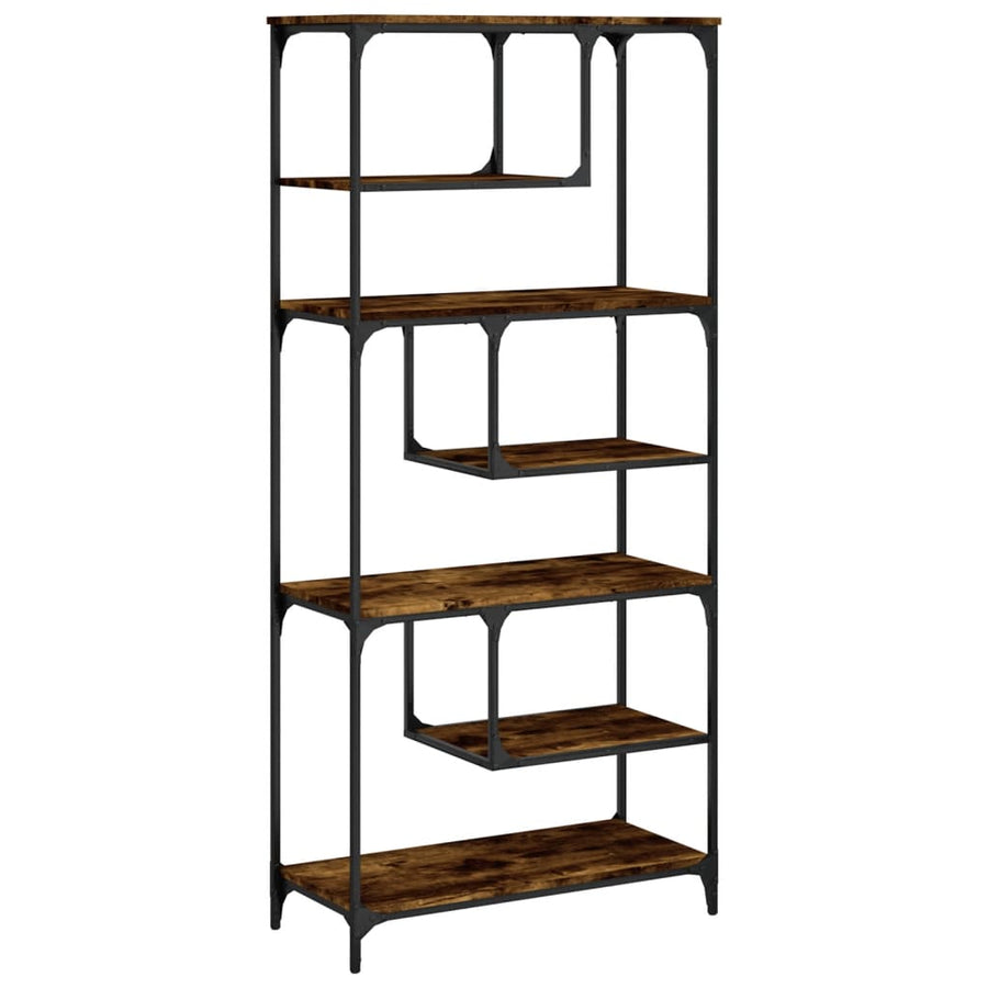 Boekenkast 81X36X176 Cm Bewerkt Hout Kleurig Gerookt eiken