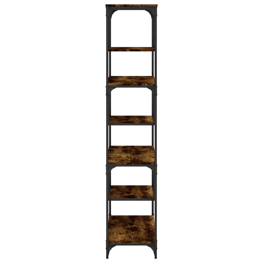 Boekenkast 81X36X176 Cm Bewerkt Hout Kleurig Gerookt eiken