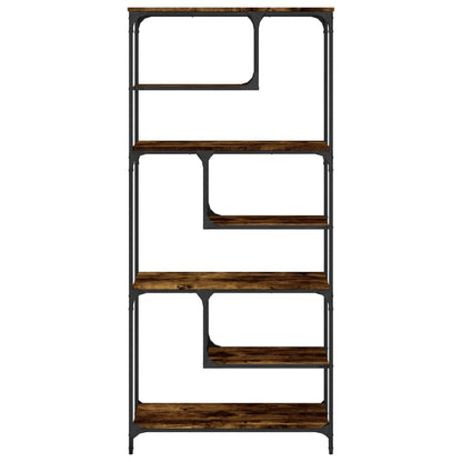 Boekenkast 81X36X176 Cm Bewerkt Hout Kleurig Gerookt eiken