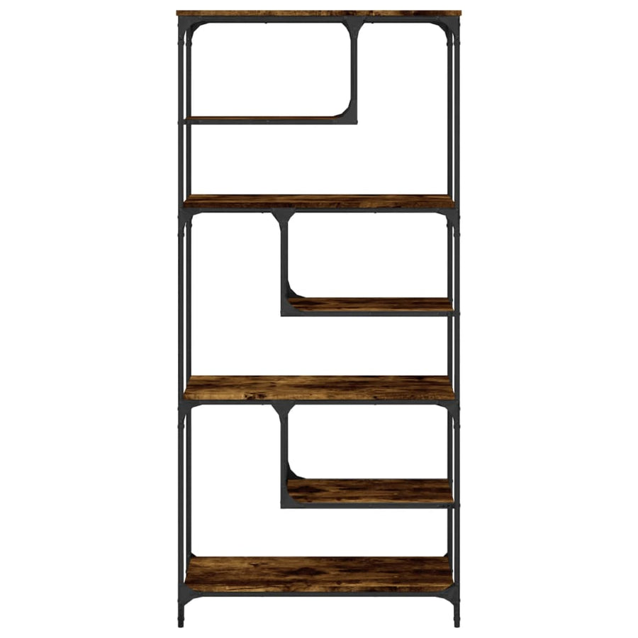 Boekenkast 81X36X176 Cm Bewerkt Hout Kleurig Gerookt eiken