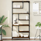 Bookcase 81x36x176 cm carved smoked oak wood