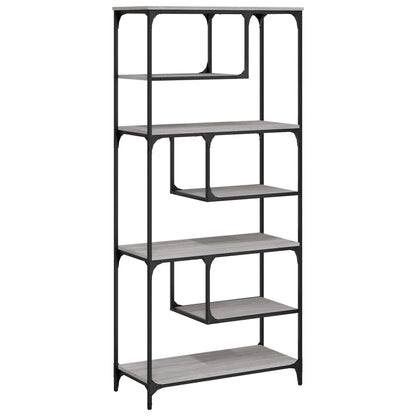 Boekenkast 81X36X176 Cm Bewerkt Hout Grijs Sonoma Eikenkleurig