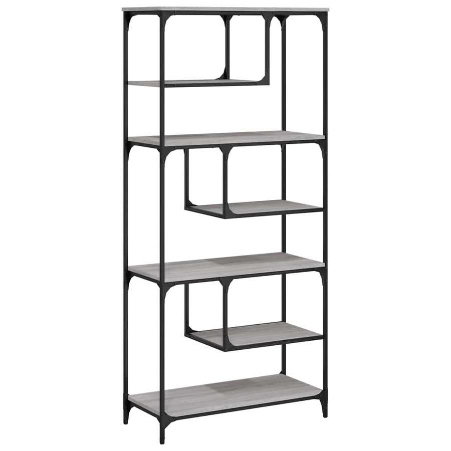 Boekenkast 81X36X176 Cm Bewerkt Hout Grijs Sonoma Eikenkleurig