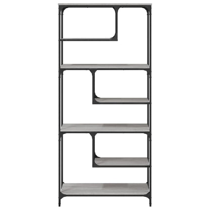 Boekenkast 81X36X176 Cm Bewerkt Hout Grijs Sonoma Eikenkleurig