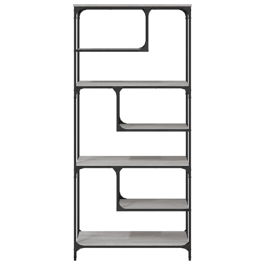 Boekenkast 81X36X176 Cm Bewerkt Hout Grijs Sonoma Eikenkleurig