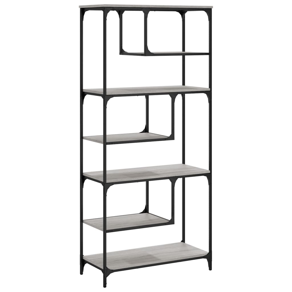 Boekenkast 81X36X176 Cm Bewerkt Hout Grijs Sonoma Eikenkleurig