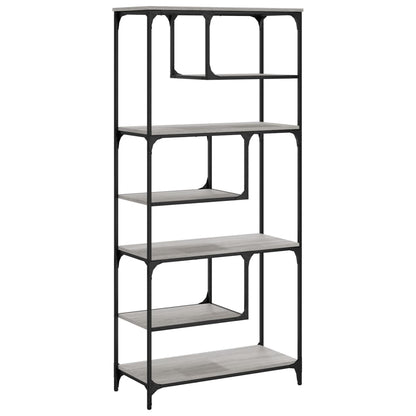 Boekenkast 81X36X176 Cm Bewerkt Hout Grijs Sonoma Eikenkleurig