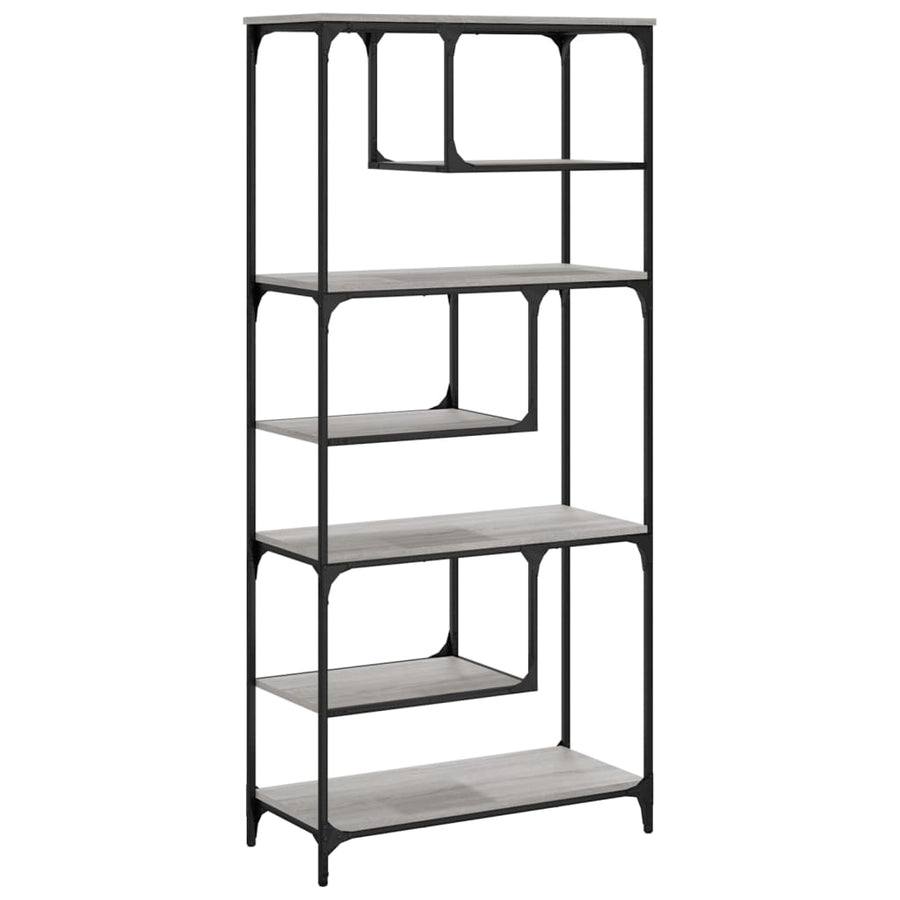Boekenkast 81X36X176 Cm Bewerkt Hout Grijs Sonoma Eikenkleurig