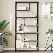 Boekenkast 81X36X176 Cm Bewerkt Hout Grijs Sonoma Eikenkleurig