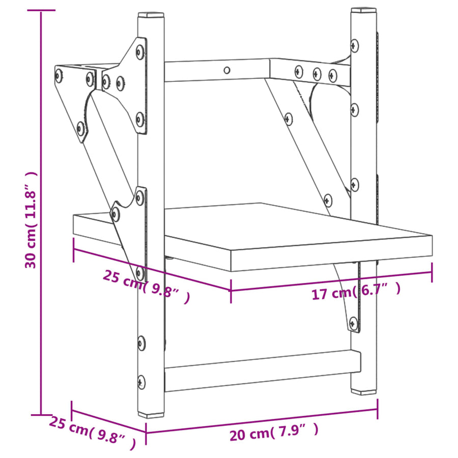 Wandschappen Met Stangen 20 x 25 x 30 cm Zwart
