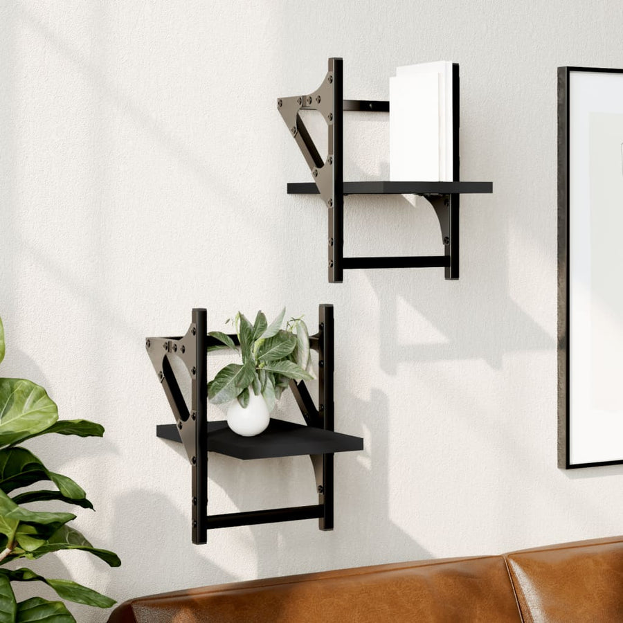 Wandschappen Met Stangen 20 x 25 x 30 cm Zwart
