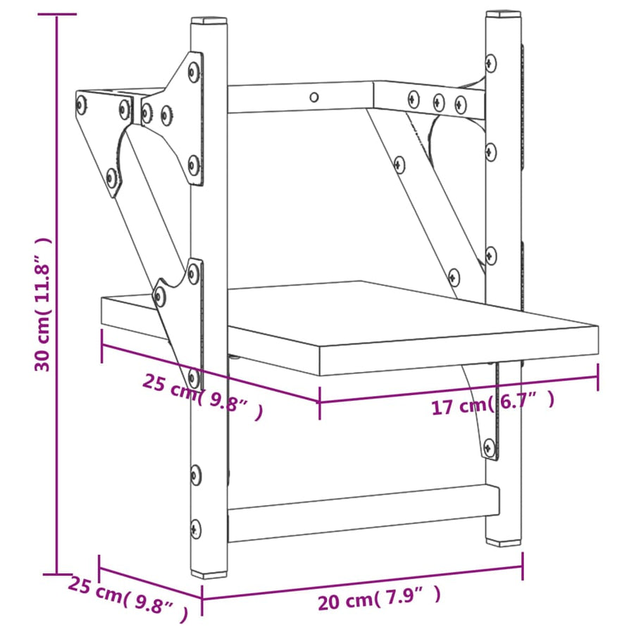 Wandschappen Met Stangen Eiken 20 x 25 x 30 cm Grijs sonoma