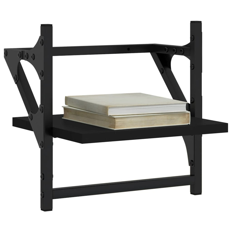 Wandschappen met stangen 2 st 30x25x30 cm zwart 30 x 25 x 30 cm Zwart