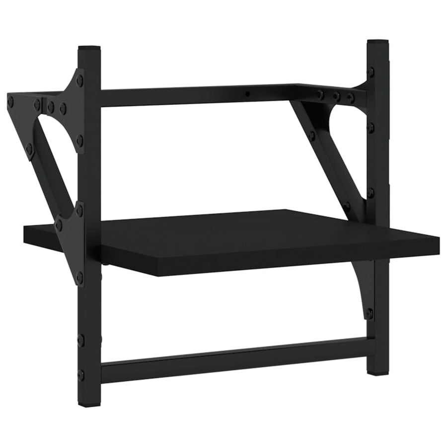 Wandschappen met stangen 2 st 30x25x30 cm zwart 30 x 25 x 30 cm Zwart
