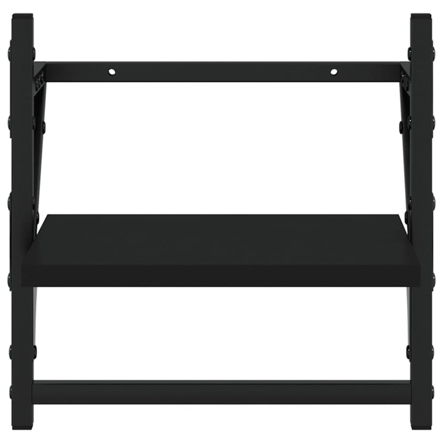 Wandschappen met stangen 2 st 30x25x30 cm zwart 30 x 25 x 30 cm Zwart