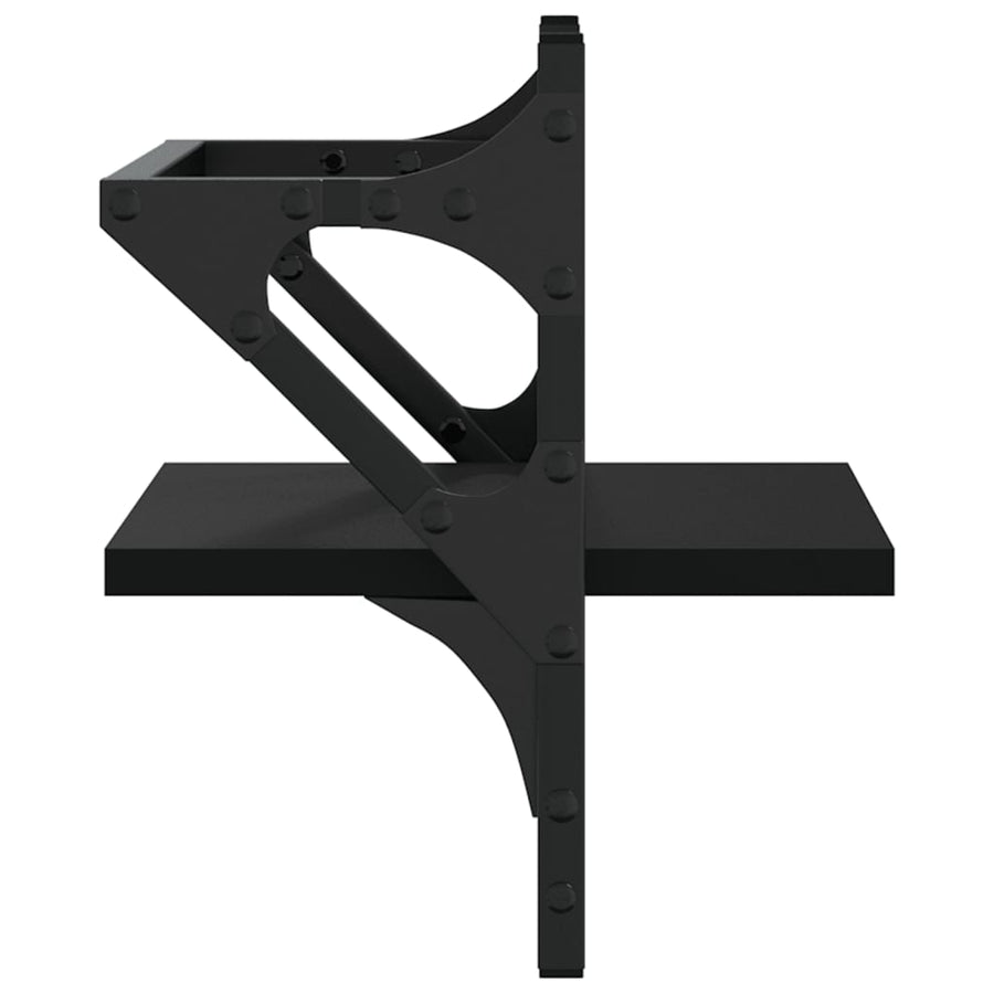 Wandschappen met stangen 2 st 30x25x30 cm zwart 30 x 25 x 30 cm Zwart