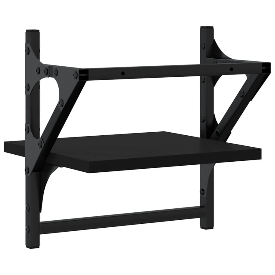 Wandschappen met stangen 2 st 30x25x30 cm zwart 30 x 25 x 30 cm Zwart