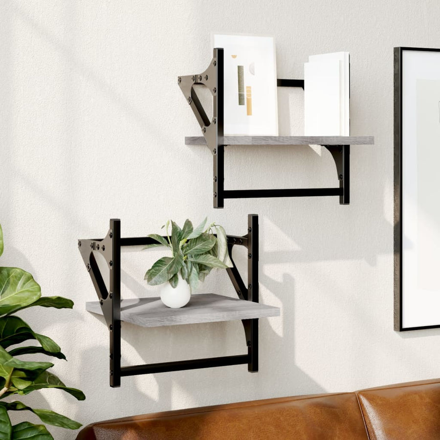 Wandschappen Met Stangen Eiken 30 x 25 x 30 cm Grijs sonoma