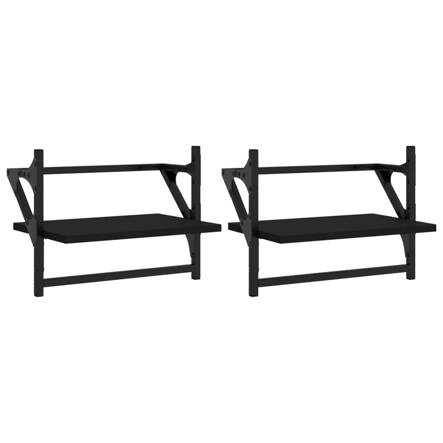 Wandschappen Met Stangen 40 x 25 x 30 cm Zwart