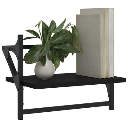 Wandschappen Met Stangen 40 x 25 x 30 cm Zwart