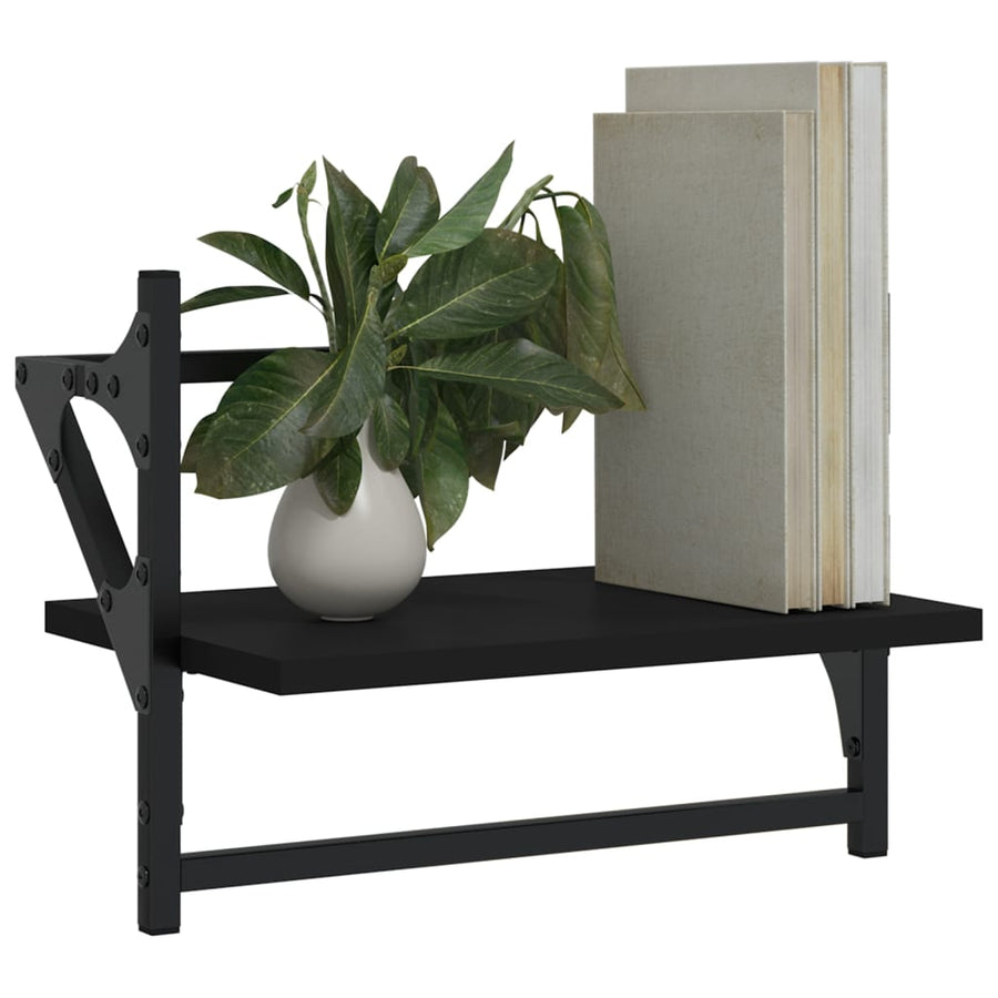 Wandschappen Met Stangen 40 x 25 x 30 cm Zwart