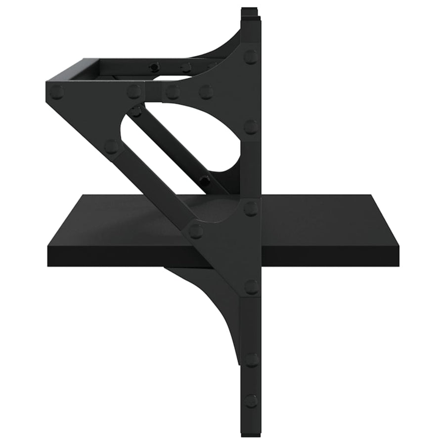 Wandschappen Met Stangen 40 x 25 x 30 cm Zwart