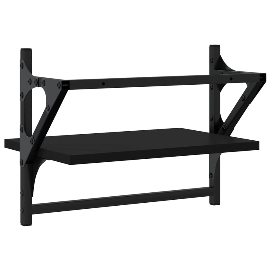 Wandschappen Met Stangen 40 x 25 x 30 cm Zwart
