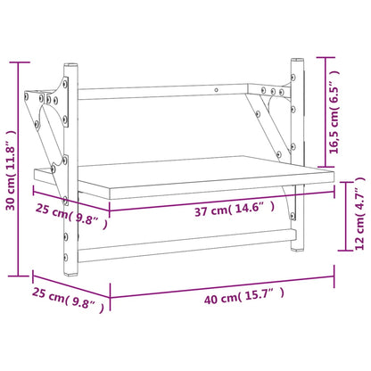 Wandschappen Met Stangen 40 x 25 x 30 cm Zwart