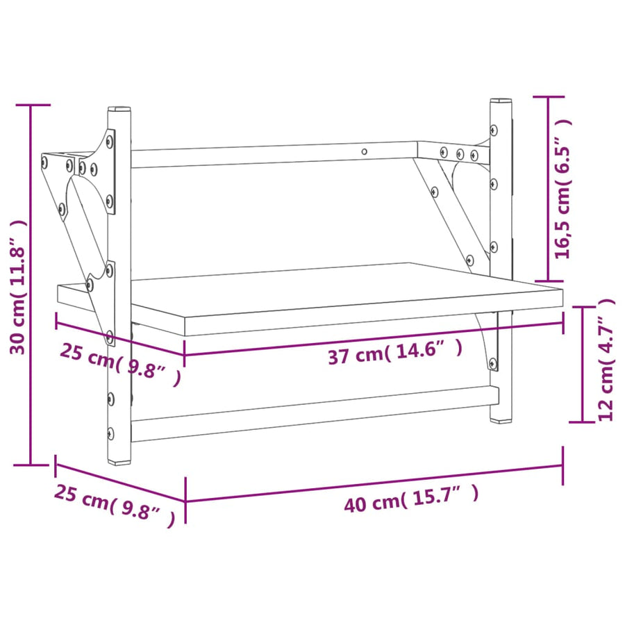 Wandschappen Met Stangen 40 x 25 x 30 cm Zwart