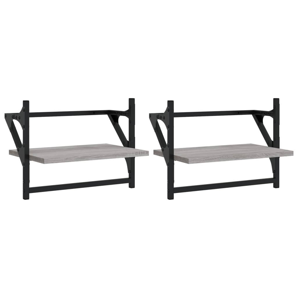 Wandschappen Met Stangen Eiken 40 x 25 x 30 cm Grijs sonoma