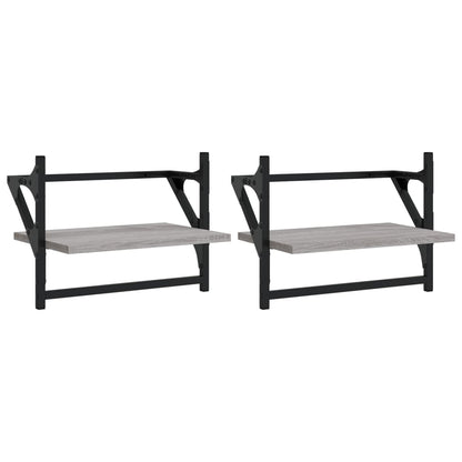 Wandschappen Met Stangen Eiken 40 x 25 x 30 cm Grijs sonoma
