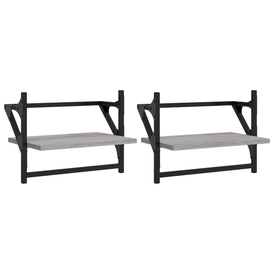 Wandschappen Met Stangen Eiken 40 x 25 x 30 cm Grijs sonoma