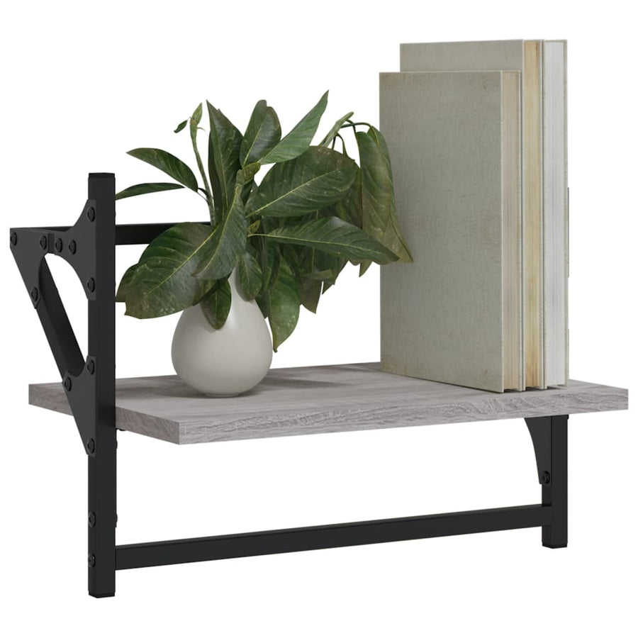 Wandschappen Met Stangen Eiken 40 x 25 x 30 cm Grijs sonoma