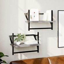 Wandschappen Met Stangen Eiken 40 x 25 x 30 cm Grijs sonoma