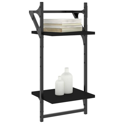Wandschappen 2-Laags Met Stangen 2 St 30X25X65 Cm Zwart