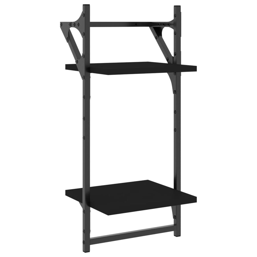Wandschappen 2-Laags Met Stangen 2 St 30X25X65 Cm Zwart