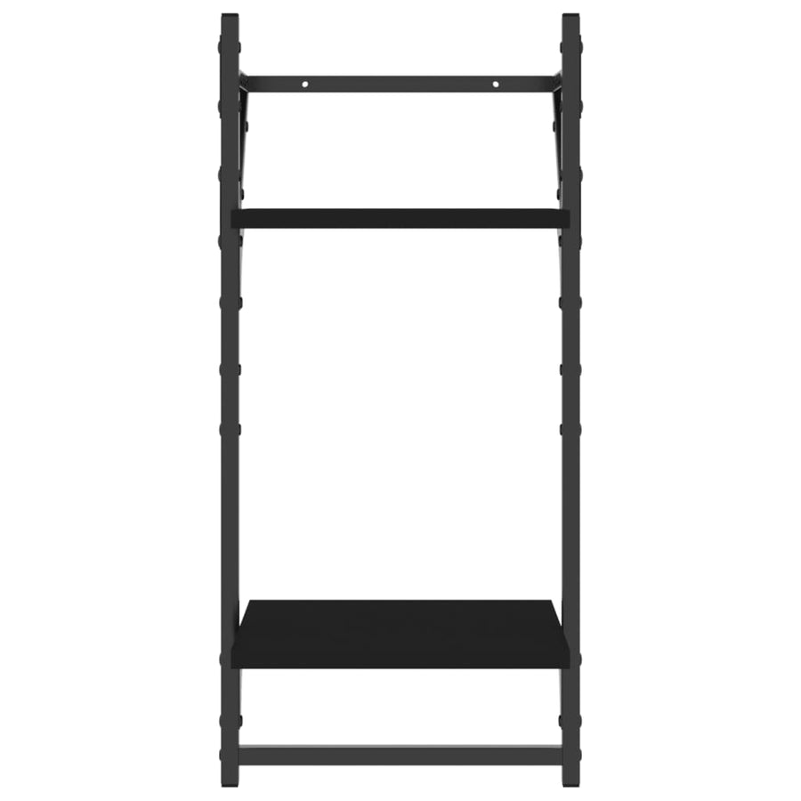 Wandschappen 2-Laags Met Stangen 2 St 30X25X65 Cm Zwart