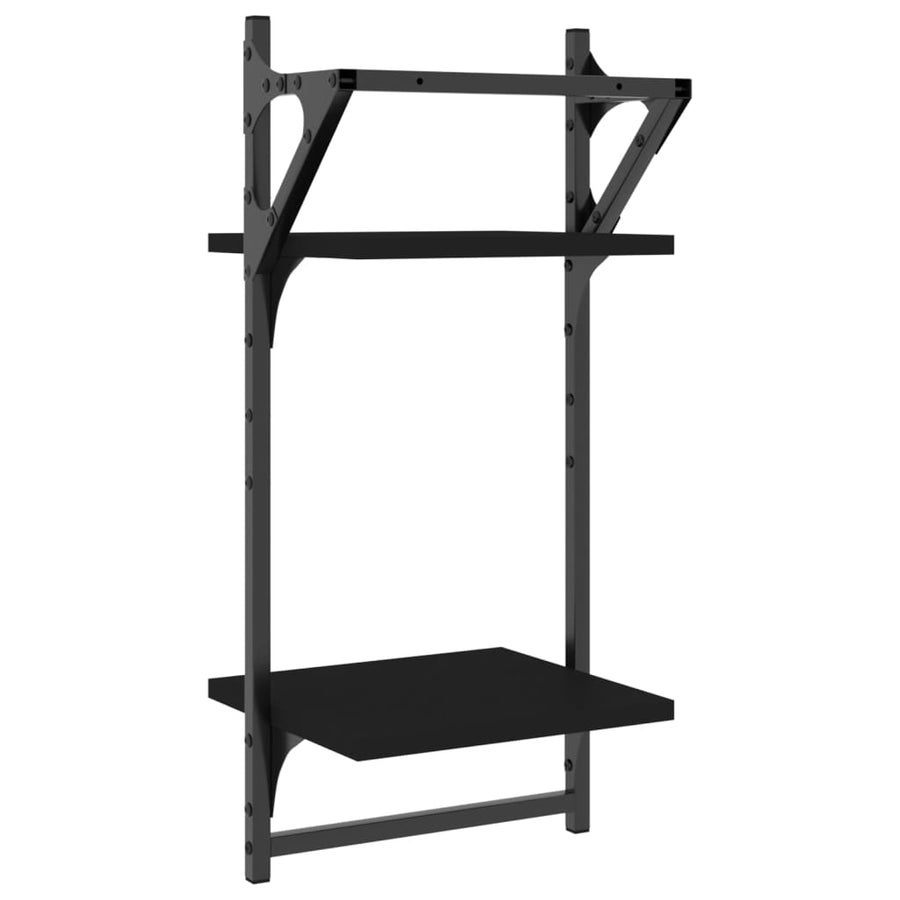 Wandschappen 2-Laags Met Stangen 2 St 30X25X65 Cm Zwart