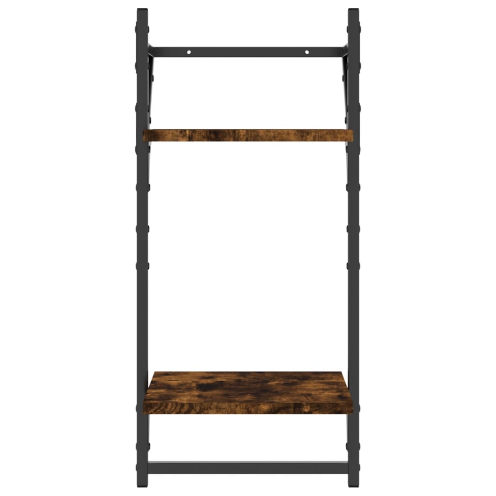 Wandschappen 2-Laags Met Stangen 2 St 30X25X65 Cm Gerookt Eiken