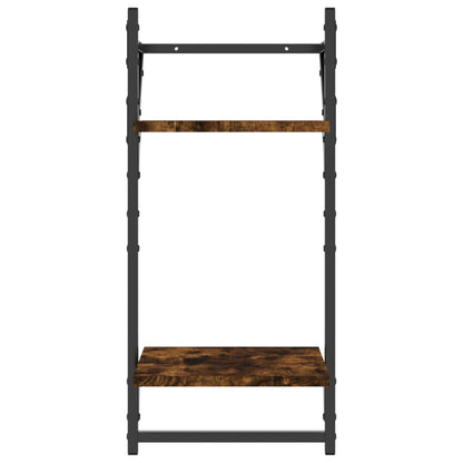 Wandschappen 2-Laags Met Stangen 2 St 30X25X65 Cm Gerookt Eiken