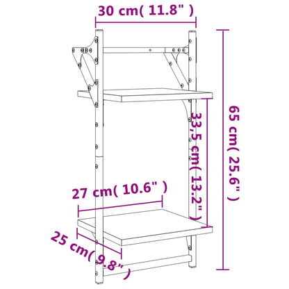 Wandschappen 2-Laags Met Stangen 2 St 30X25X65 Cm Gerookt Eiken