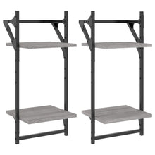 Wandschappen 2-Laags Met Stangen 2 St 30X25X65 Cm Grijs Sonoma